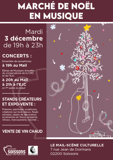 Marché de Noël en Musique – 3 décembre 2024 de 19h à 23h au Mail-Scène Culturelle